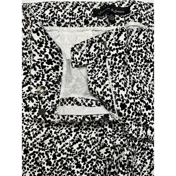 Jasmine and Juliana Women's Skinny Floral Pants Black and White Medium Size 8 - Picture 3 of 5